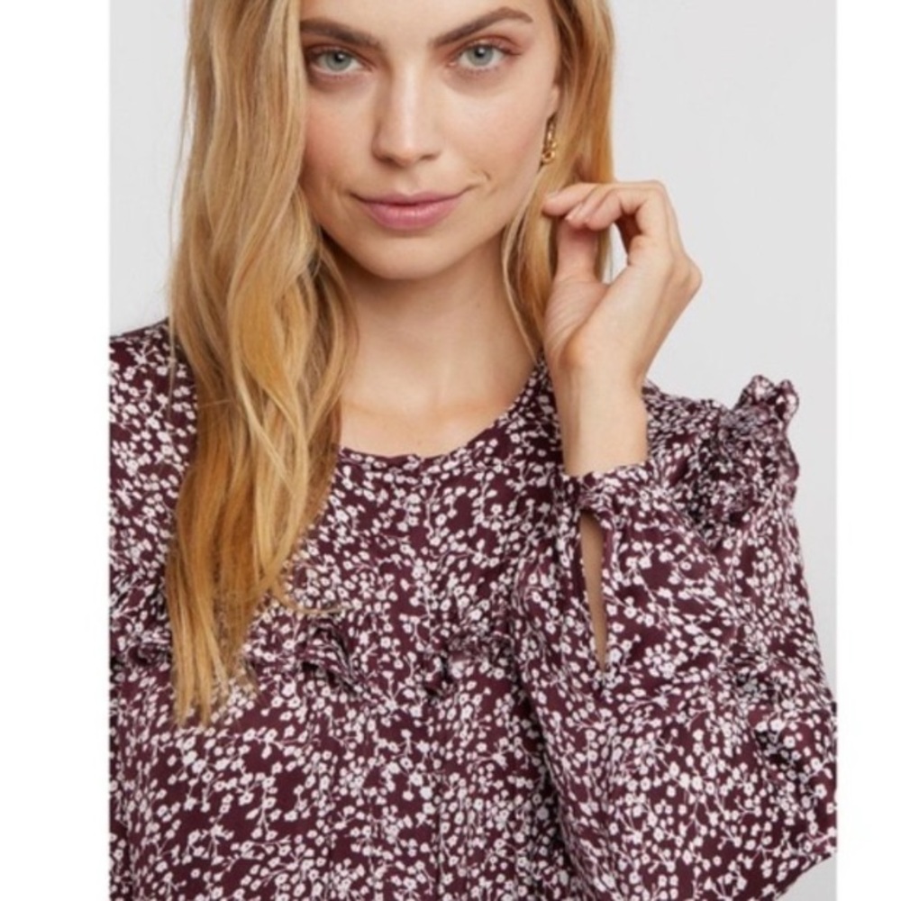 Rebecca Minkoff Selandra Floral Currant Button Blouse Large NWT - Picture 6 of 12